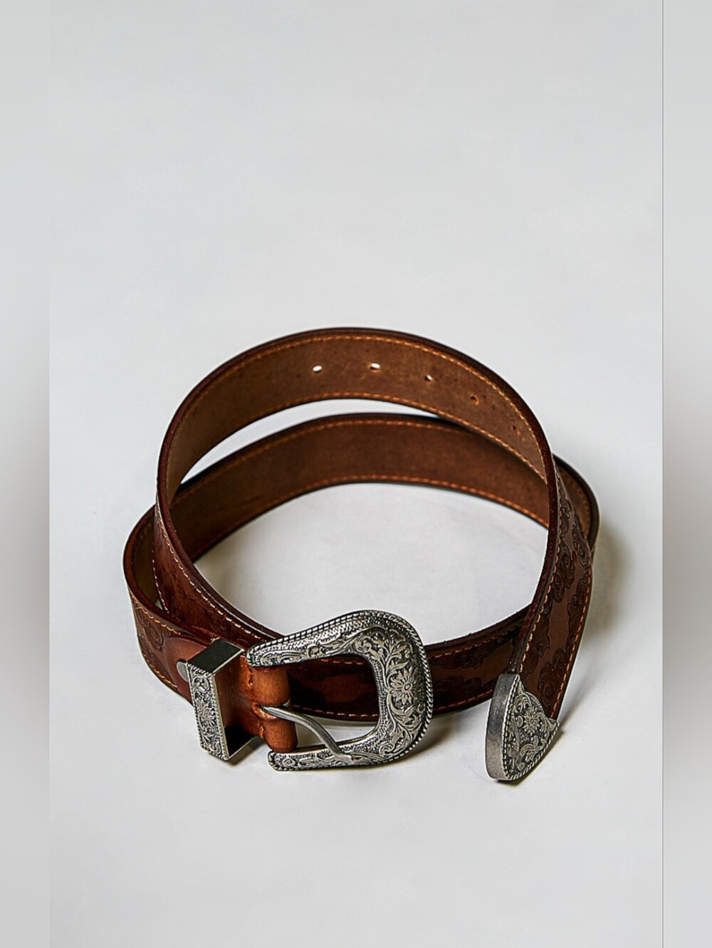 #1836 POL Wildflower West Tooled Leather Belt